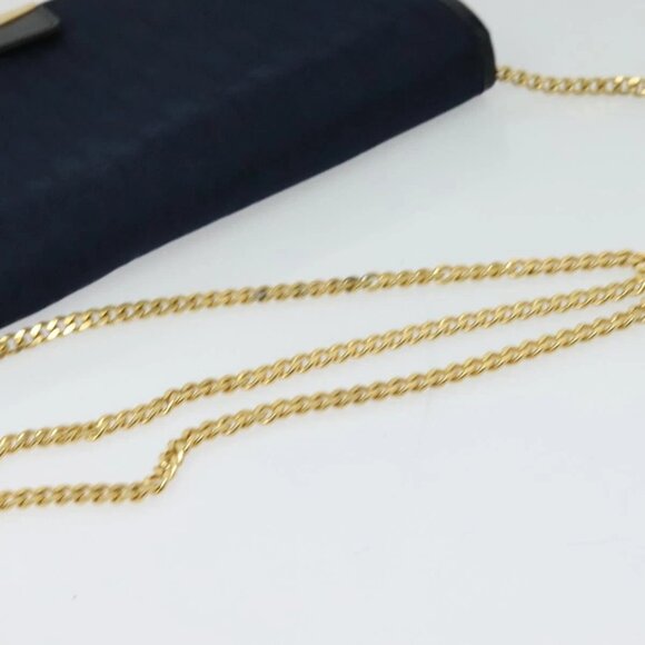 Christian Dior Trotter Canvas Chain Shoulder Bag Navy Gold Auth 125985 - Picture 8 of 16